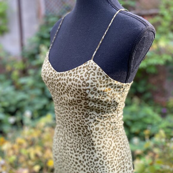 ZARA Olive Green Leopard Print Mini Dress XS - Picture 2 of 9
